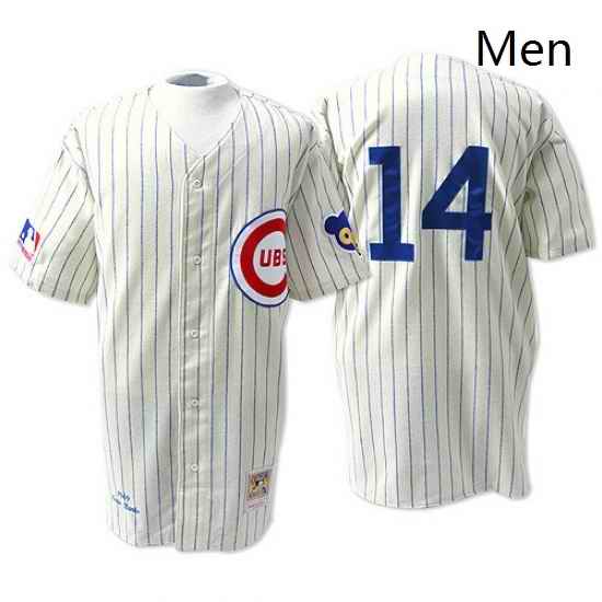 Mens Mitchell and Ness Chicago Cubs 14 Ernie Banks Replica Cream 1969 Throwback MLB Jersey